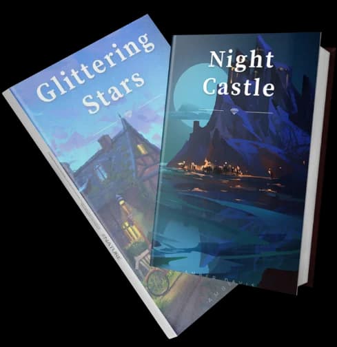 Glittering Stars and Night Castle book covers